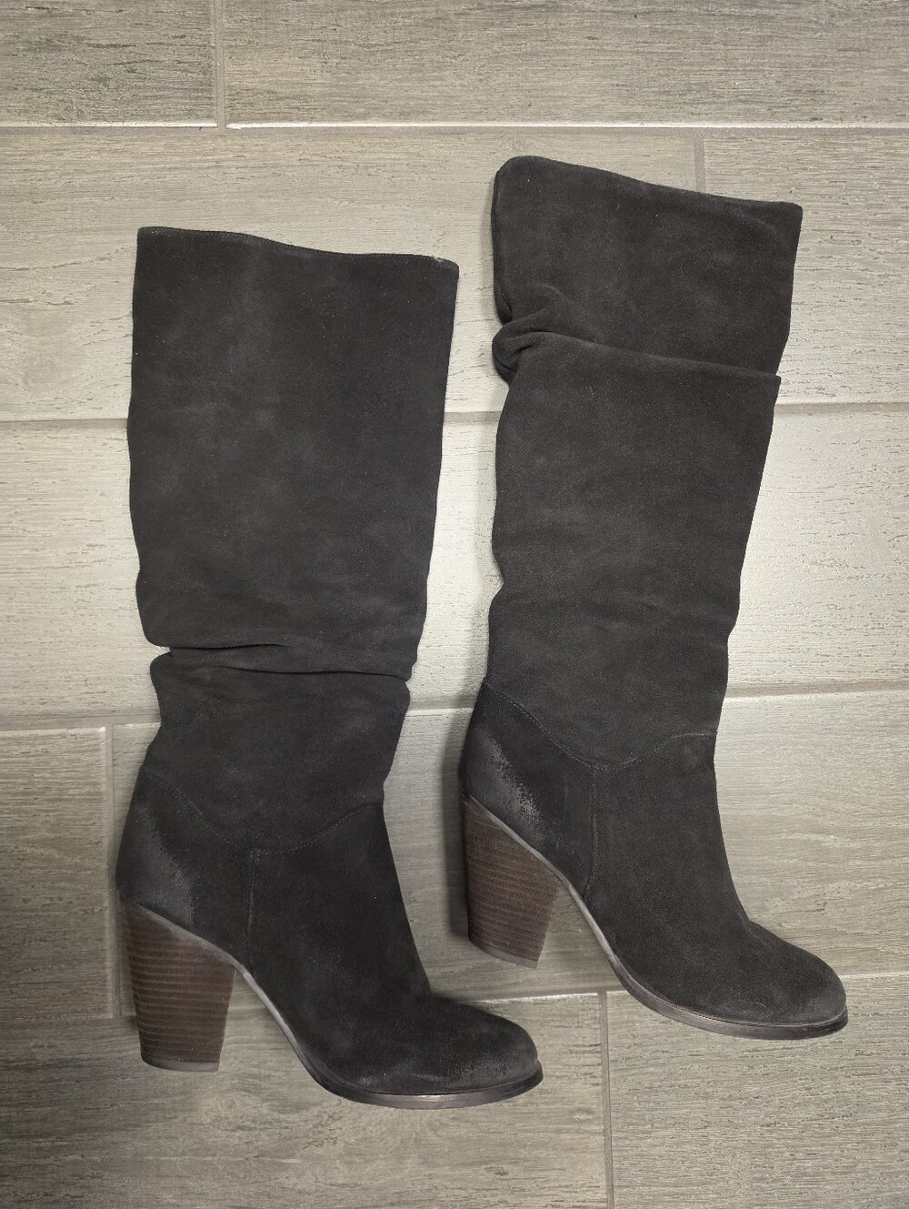 ARTURO CHIANG Black Suede Slouchy Knee-High Boots